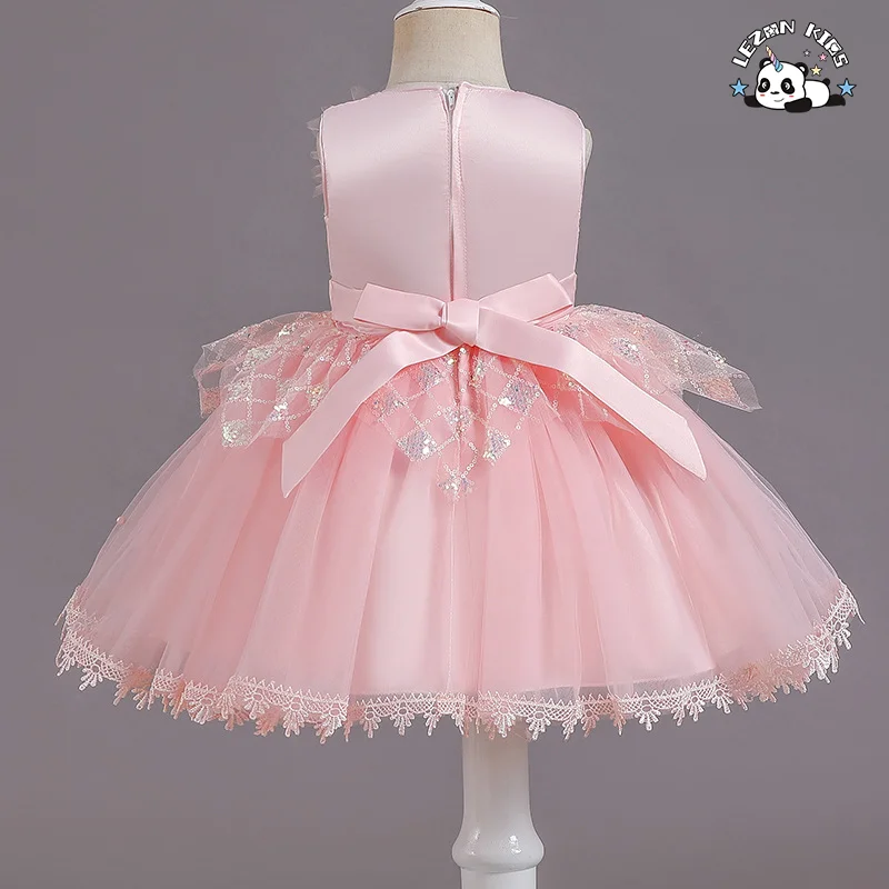 LEZONKIDS - 2023 Summer wholesale high quality girls clothing lace sleeveless girls sequin dresses